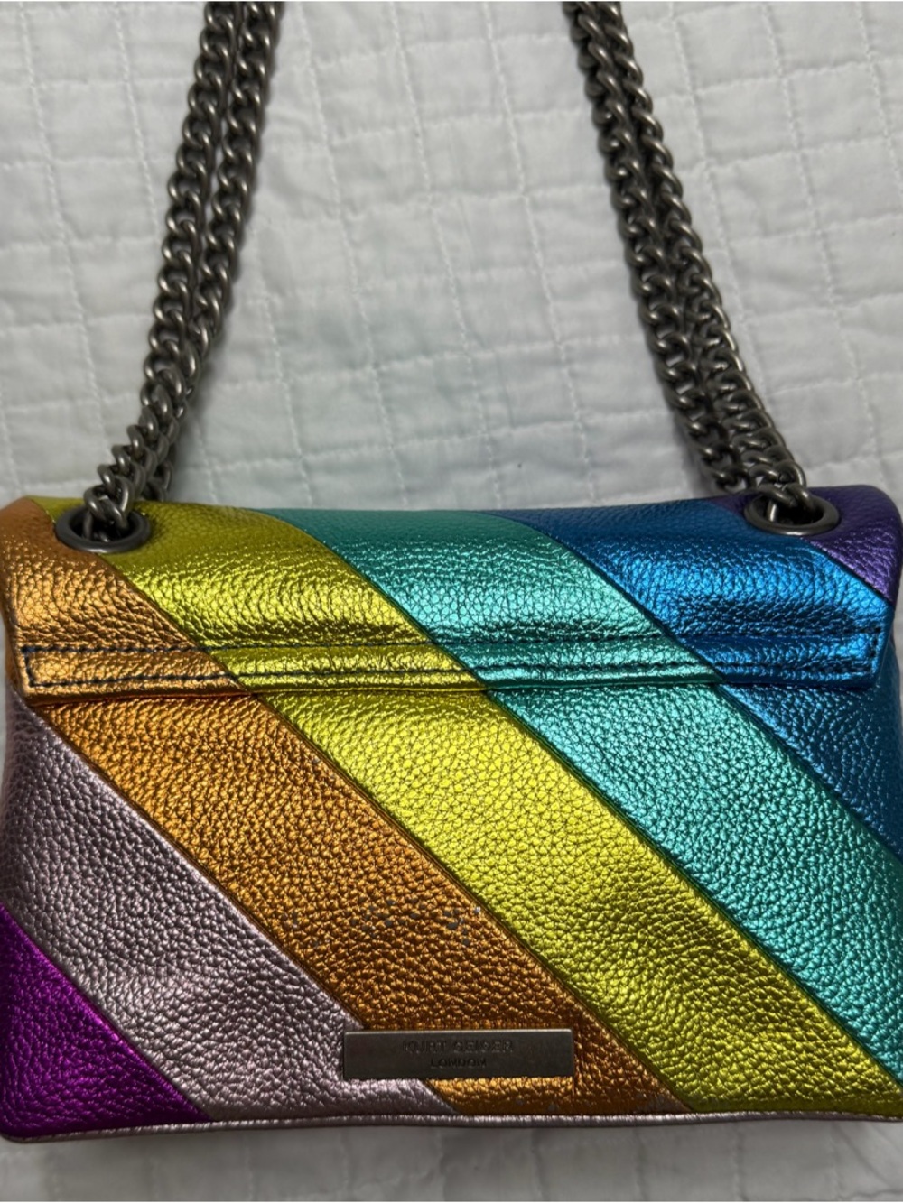 Kurt Geiger London Rainbow Metallic Kensington Chain Shoulder Bag - Picture 8 of 11